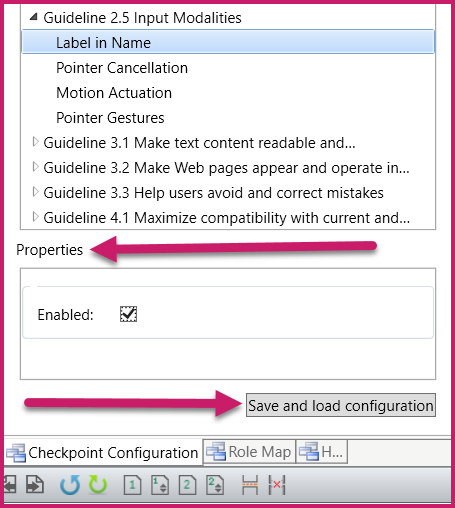 The Properties for the selected criterion are highlighted as is the Save and Load Configuration button.