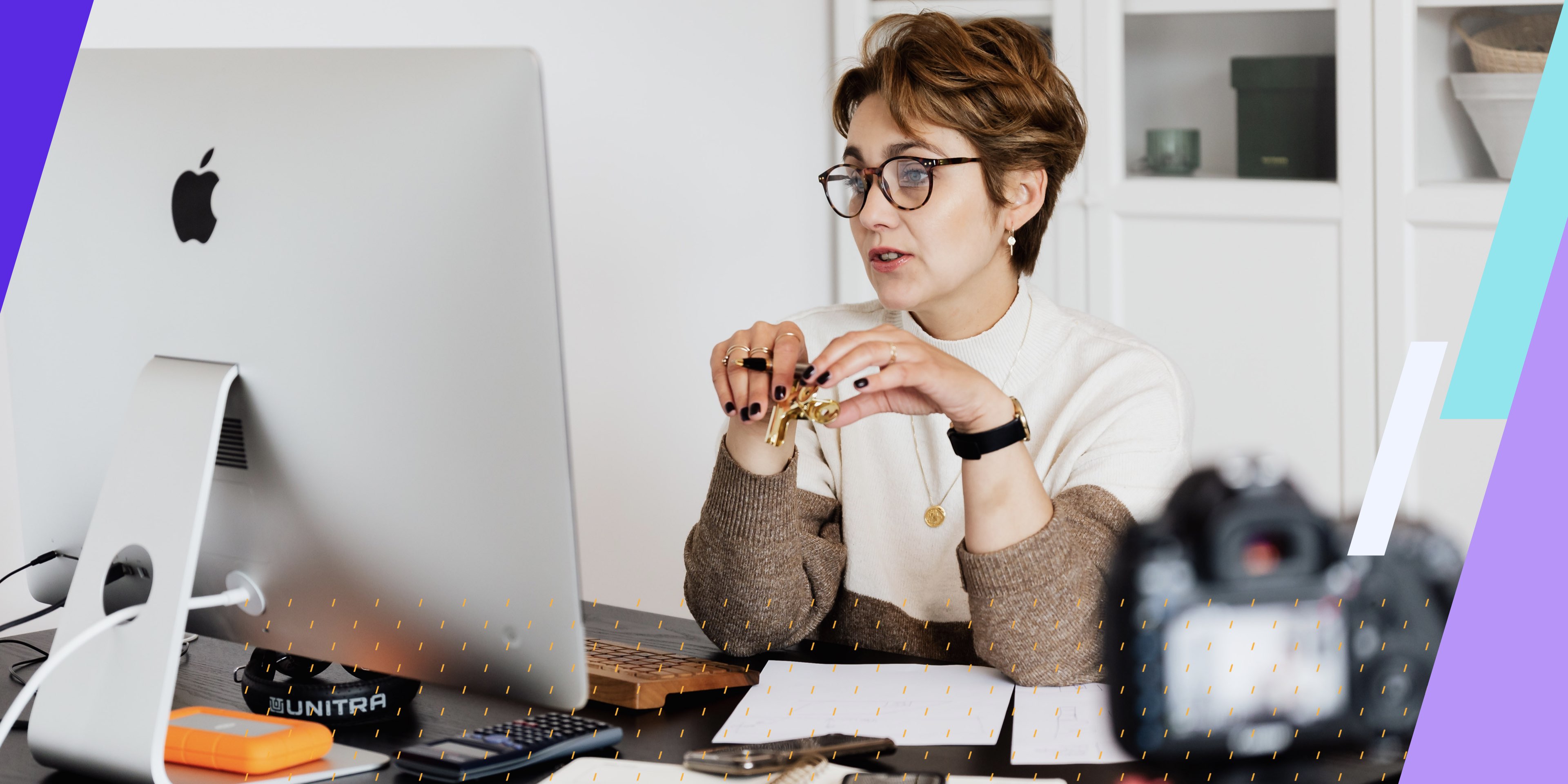 professional lady wearing glasses looking at her computer screen