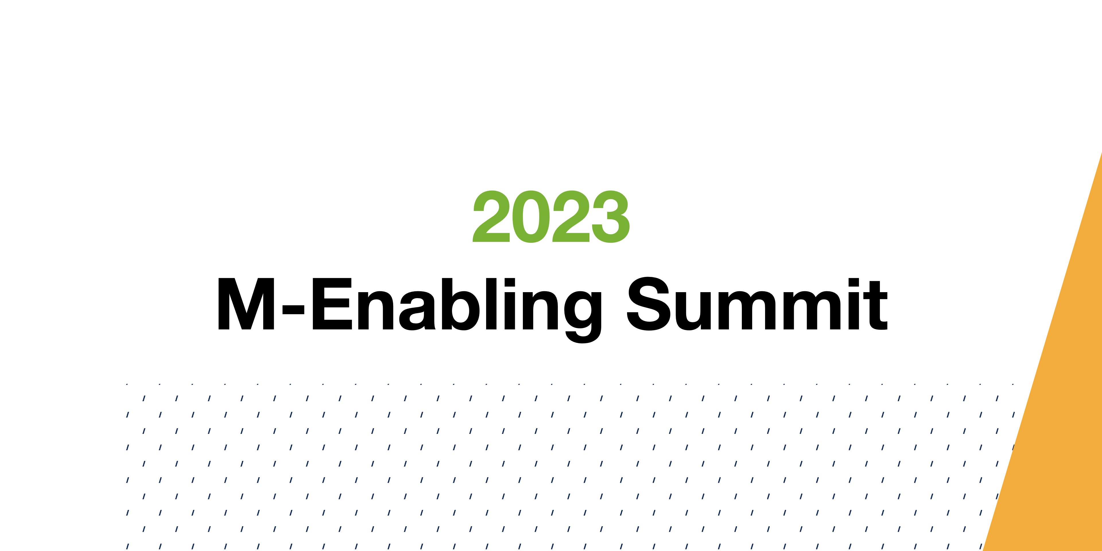 the text "2023, M-enabling summit" written on a white background